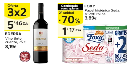 Oferta 3x2 en los productos señalizados