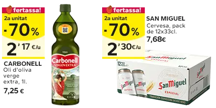 2a unitat -70% en els productes senyalats