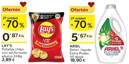 2ª unidad -70% en los productos señalizados