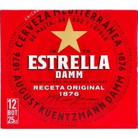 Cerveza ESTRELLA DAMM, pack 12x25 cl