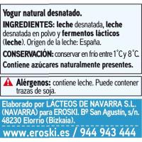 Yogur desnatado natural EROSKI basic, pack 6x125 g
