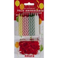 Velas con soporte ROURA, 20 uds