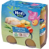Tarrito de guiso de verdura con merluza HERO, pack 2x235 g