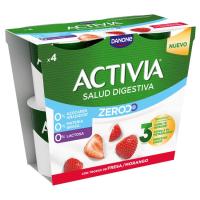 Iogurt triple zero maduixa ACTIVIA, pack 4x120 g